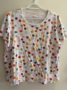 Girls' White Floral Short Sleeve Tee